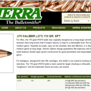 Sierra .270 110 Grain Spitzer